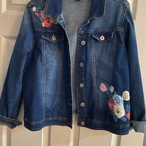 Denim jacket with Floral Patches